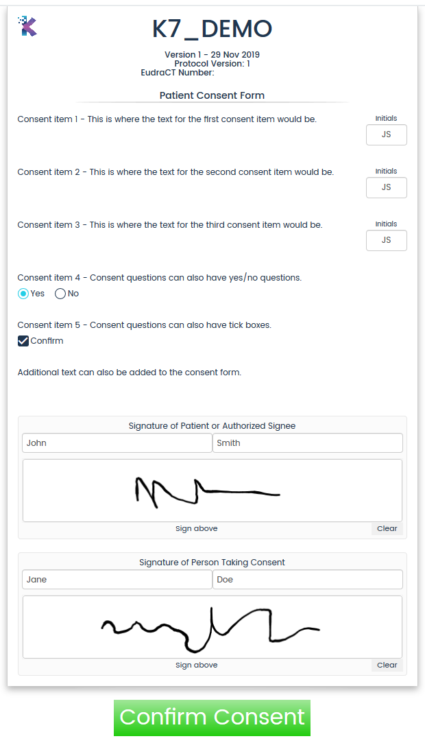 eConsent form example
