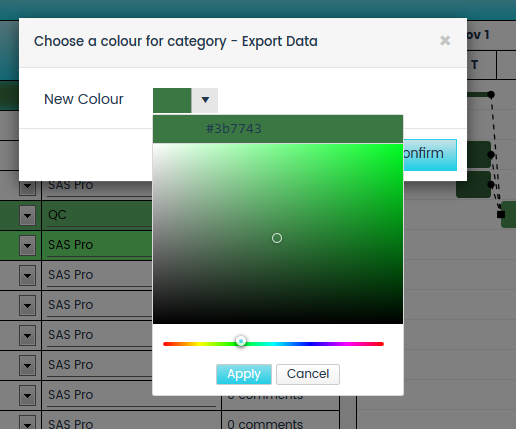 Customise your chart using the colour picker